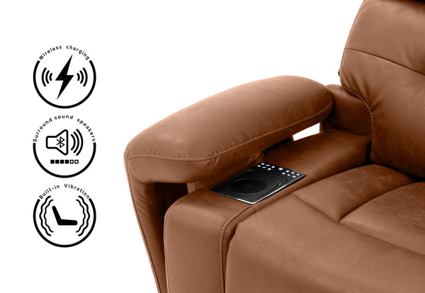 HOLLYWOOD FABRIC MEDIA ELECTRIC RECLINER TAN