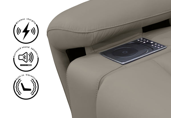 HOLLYWOOD LEATHER MEDIA ELECTRIC RECLINER LIGHT GREY