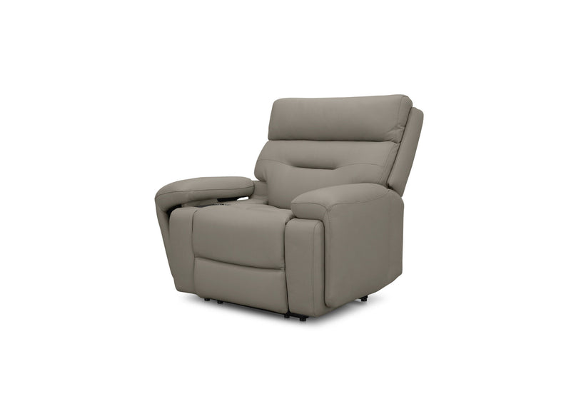 HOLLYWOOD LEATHER MEDIA ELECTRIC RECLINER LIGHT GREY