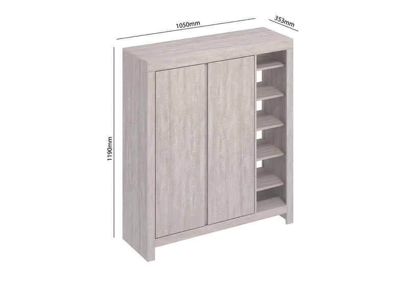 WINTERS 2 DOOR SHOE CABINET WHITE WASH