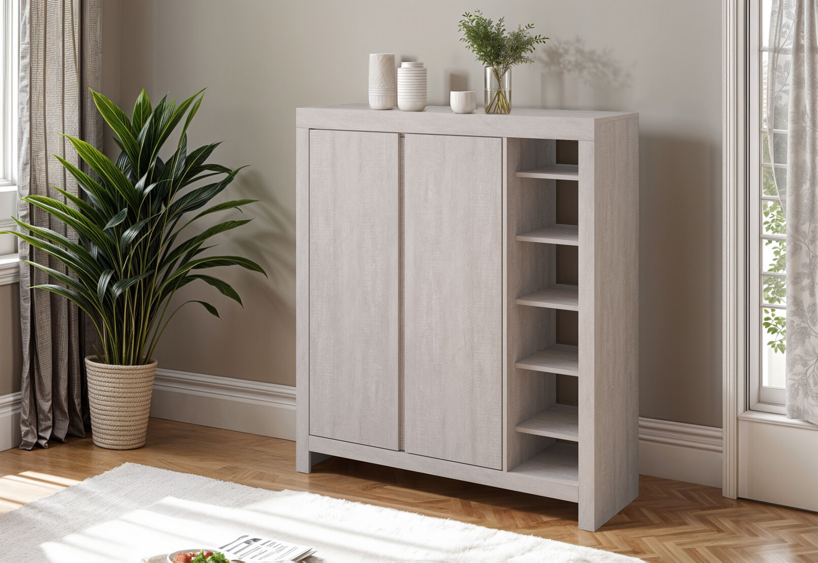 WINTERS 2 DOOR SHOE CABINET WHITE WASH