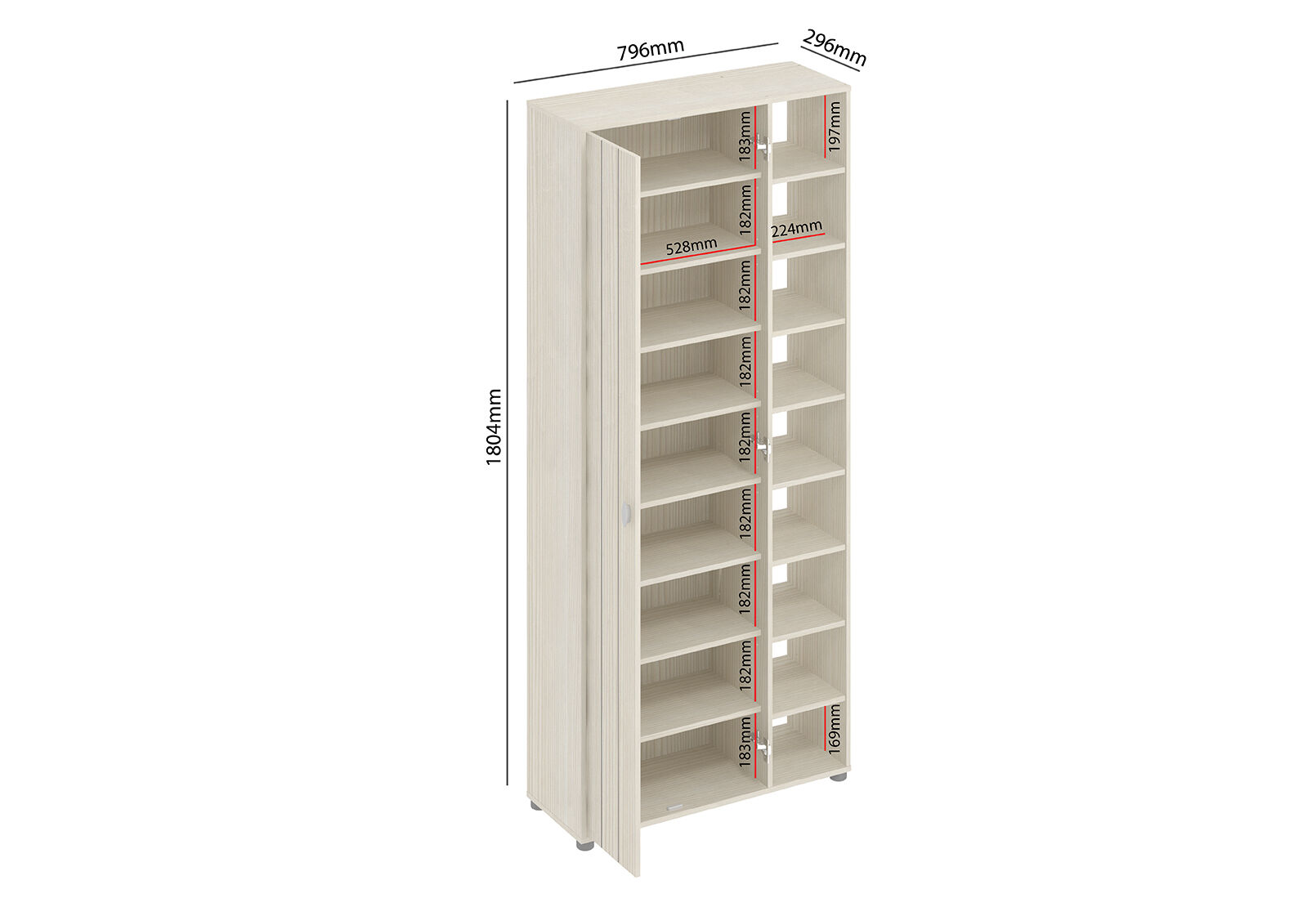 YATES 2 DOOR SHOE CABINET WHITE WASH