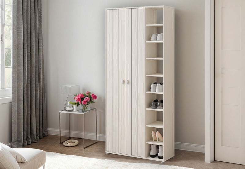 YATES 2 DOOR SHOE CABINET WHITE WASH