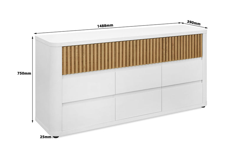 SAN FERNANDO 9 DRAWER BUFFET WHITE/NATURAL