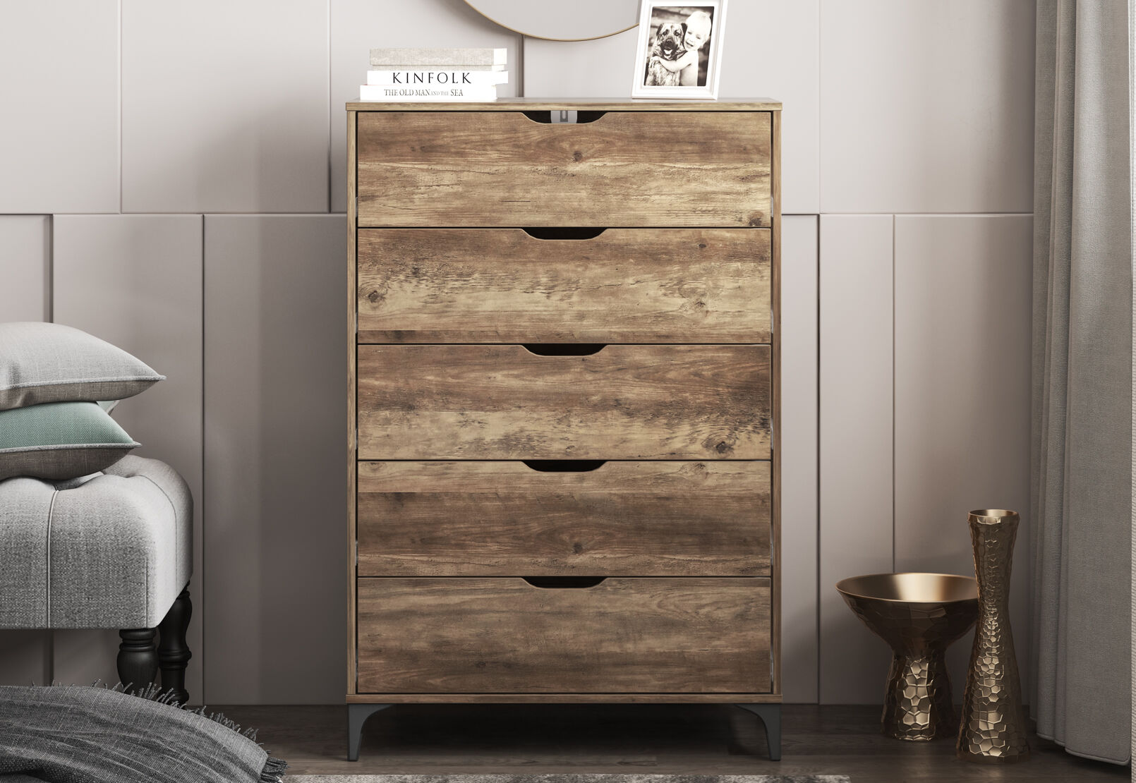 WARE 5 DRAWER TALL CHEST WALNUT