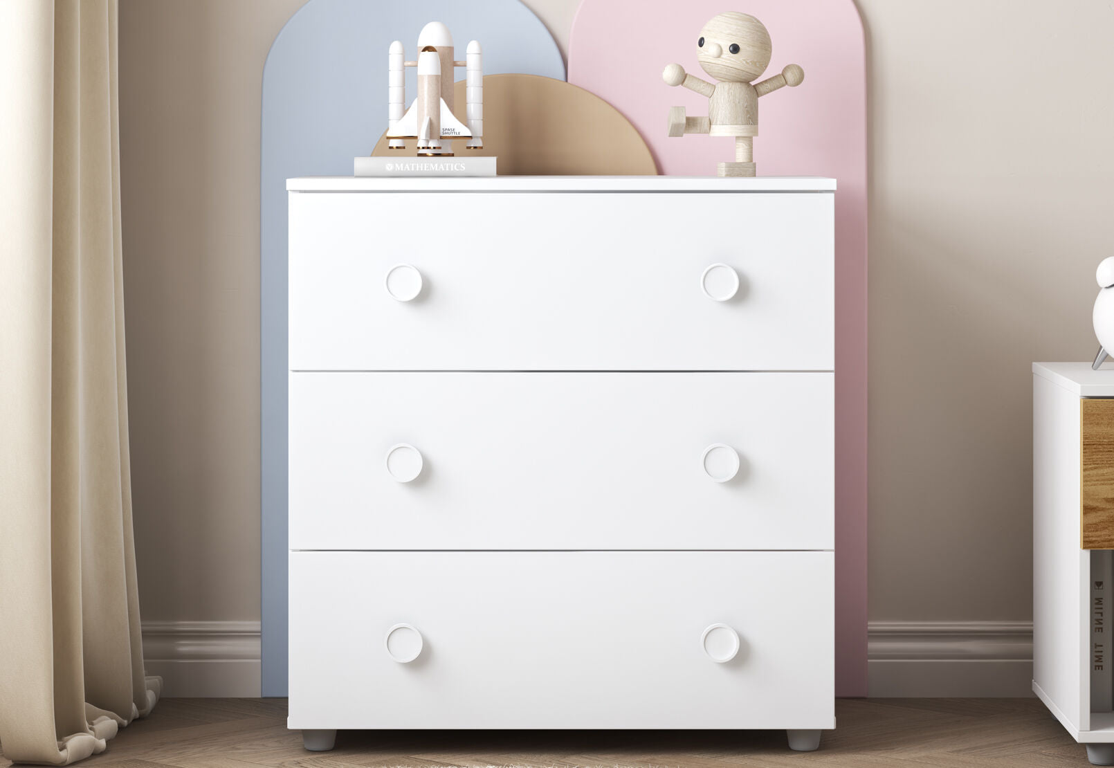 WHEELER 3 DRAWER TALL CHEST WHITE