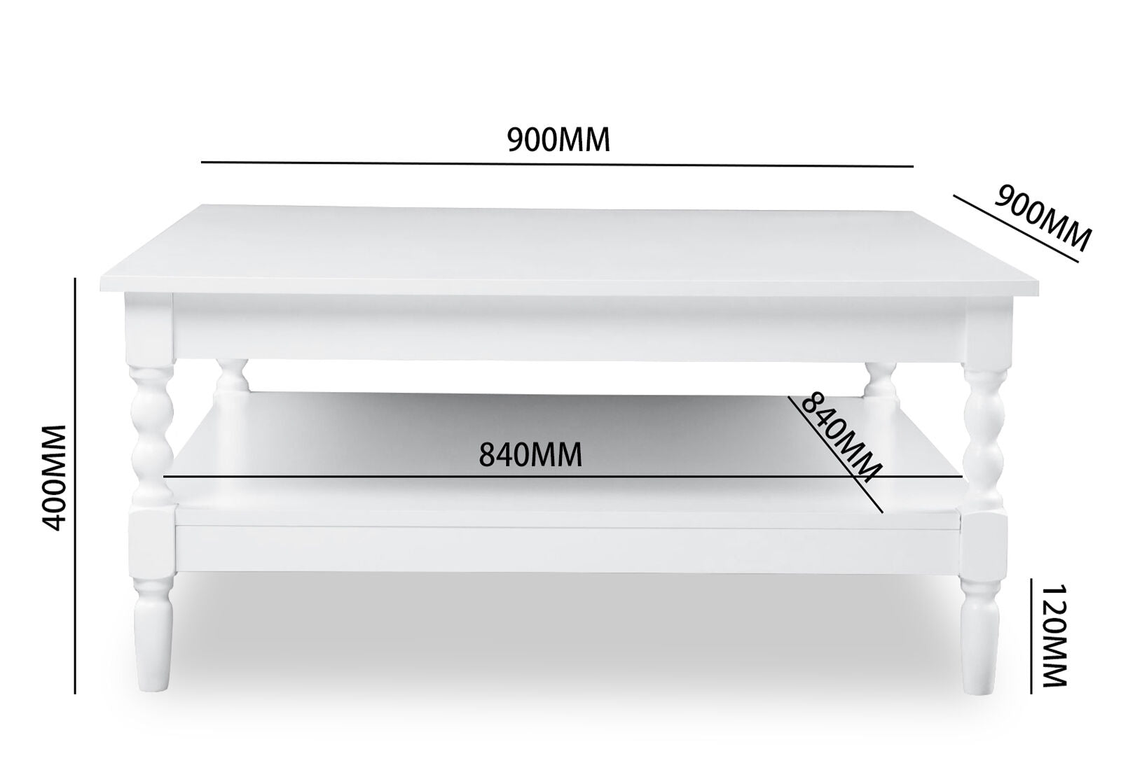 JAMESPORT 900MM COFFEE TABLE 	WHITE
