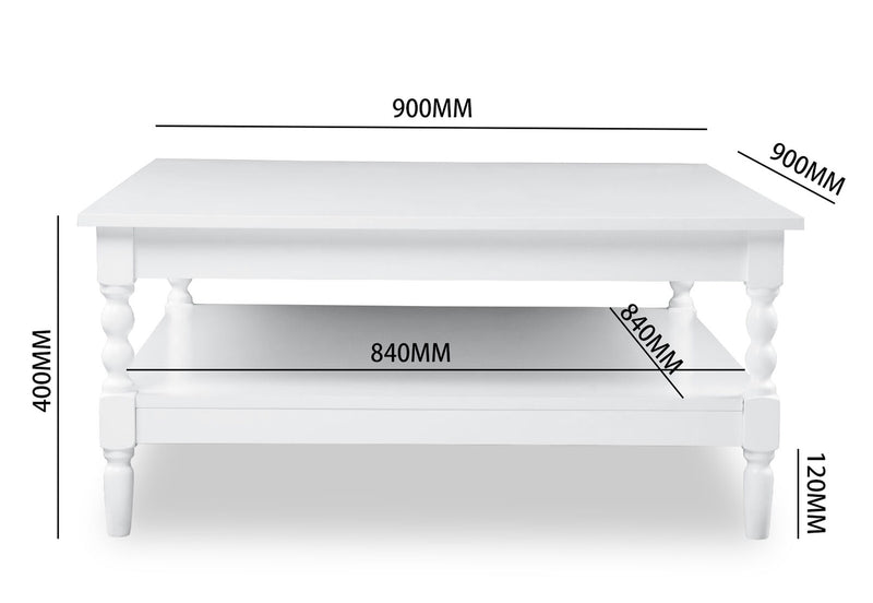 JAMESPORT 900MM COFFEE TABLE 	WHITE