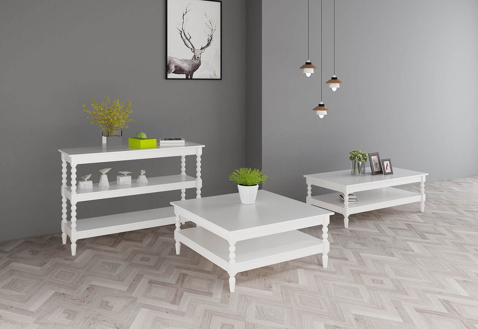 JAMESPORT 900MM COFFEE TABLE 	WHITE