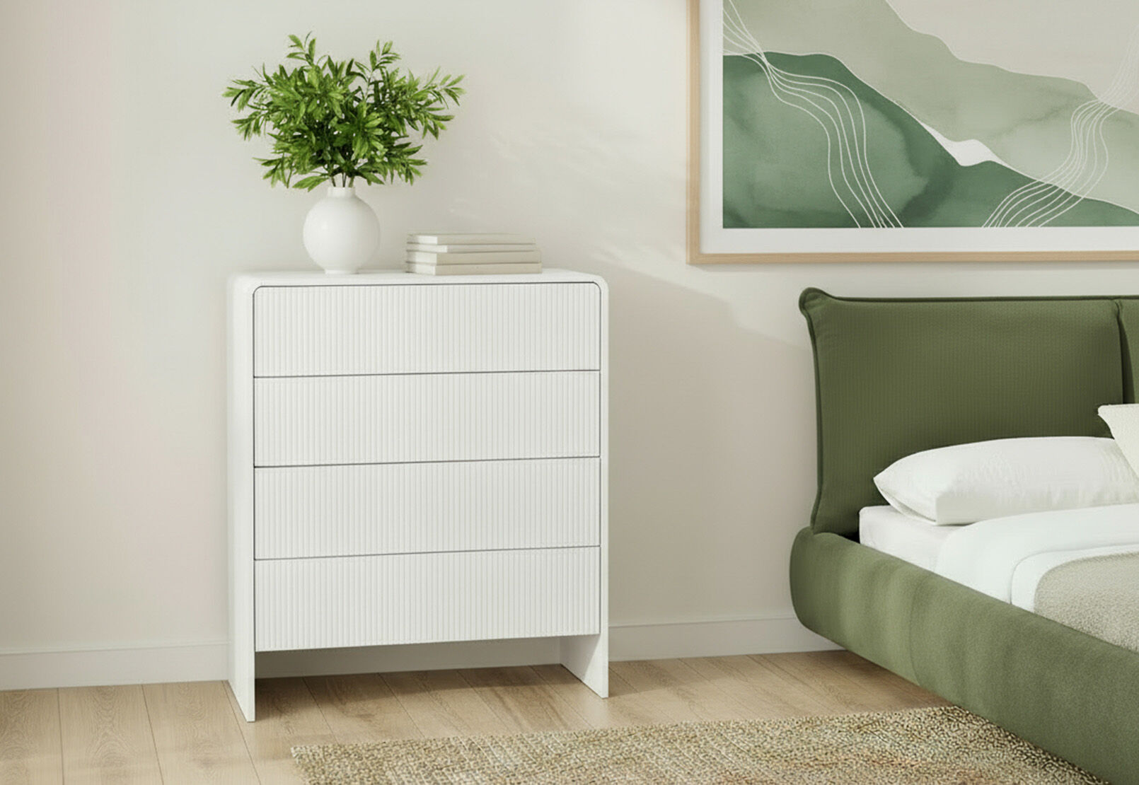 PALMEA 4 DRAWER TALL CHEST WHITE