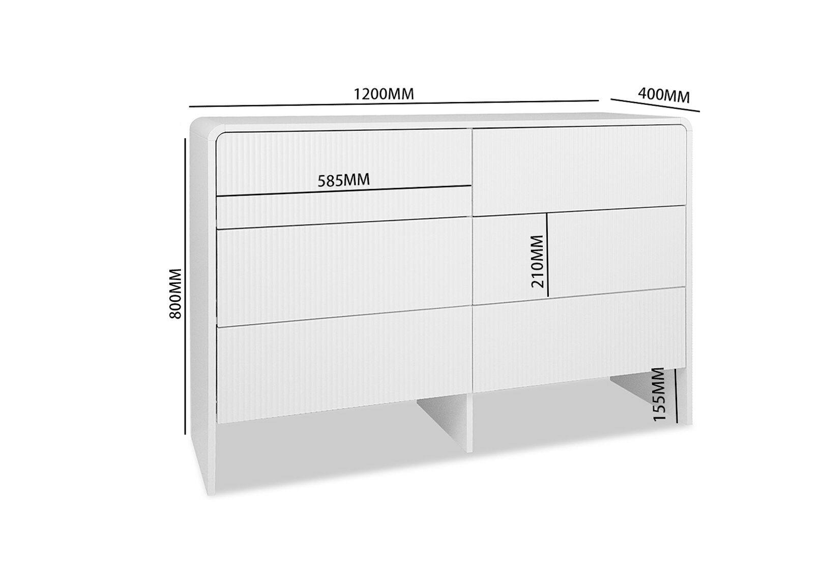 PALMEA 6 DRAWER DRESSER WHITE