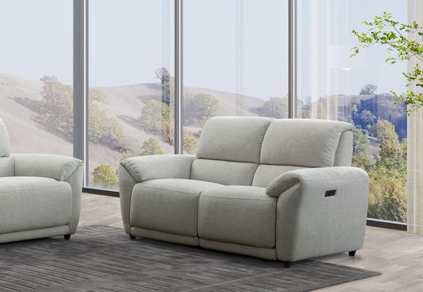 KYLON FABRIC 2 SEATER ELECTRIC RECLINERS SAND