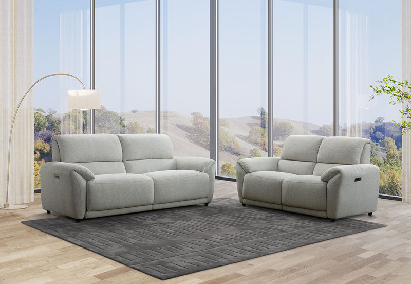 KYLON FABRIC 2 SEATER ELECTRIC RECLINERS SAND