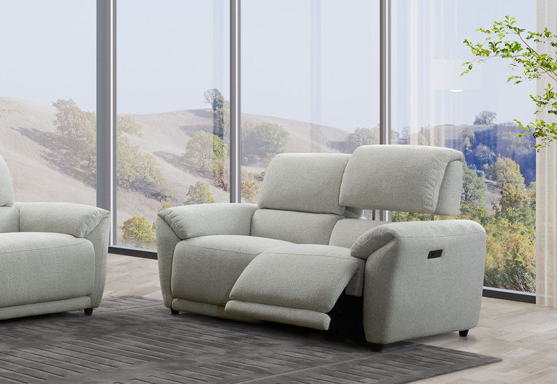 KYLON FABRIC 2 SEATER ELECTRIC RECLINERS SAND