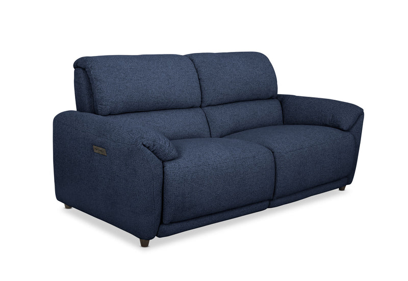 KYLON FABRIC 2 SEATER WITH INBUILT ELECTRIC RECLINERS NAVY