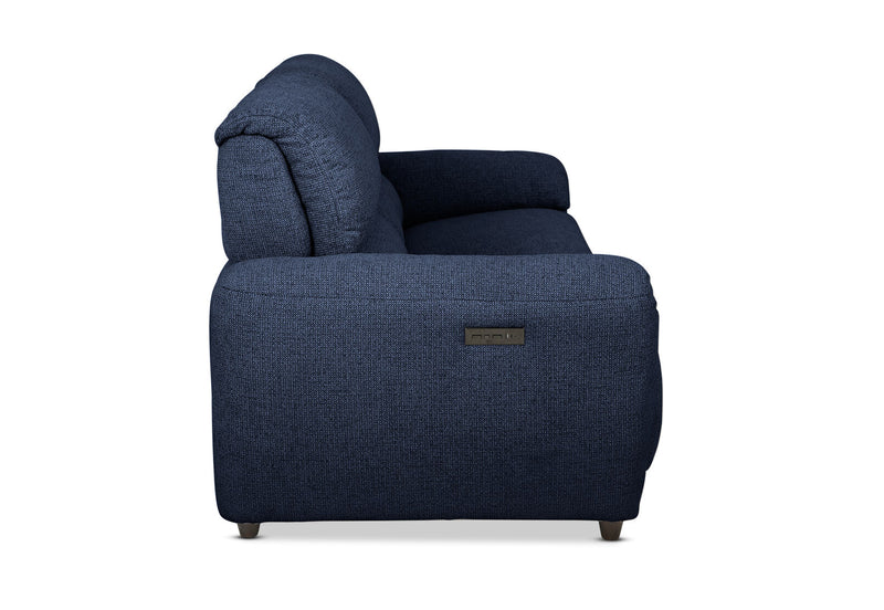 KYLON FABRIC 2 SEATER WITH INBUILT ELECTRIC RECLINERS NAVY