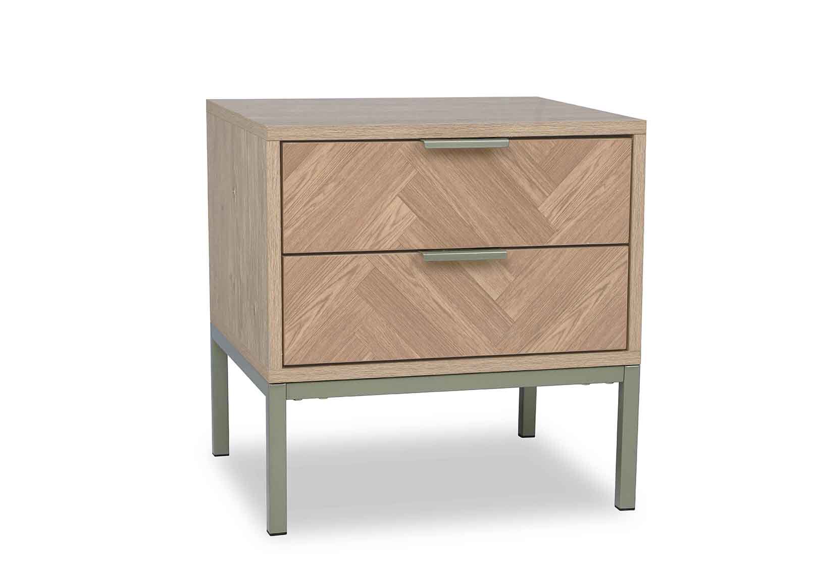 BELL 2 DRAWER BEDSIDE NATURAL/GOLD