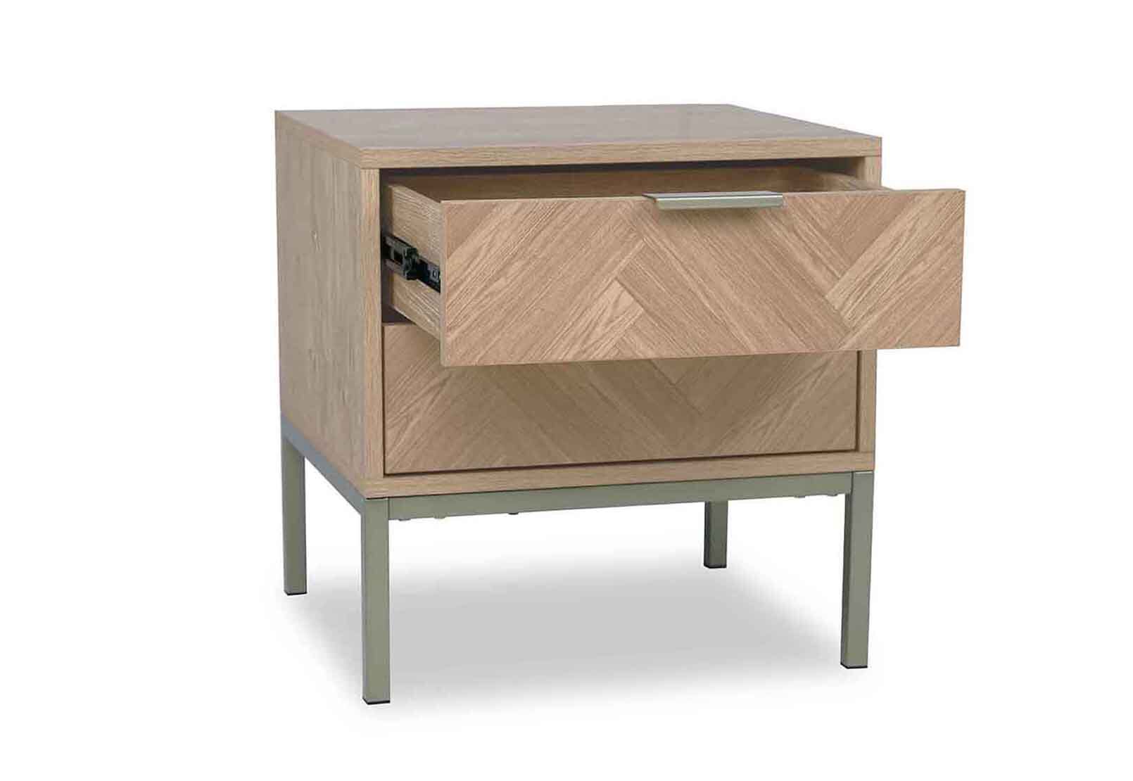 BELL 2 DRAWER BEDSIDE NATURAL/GOLD