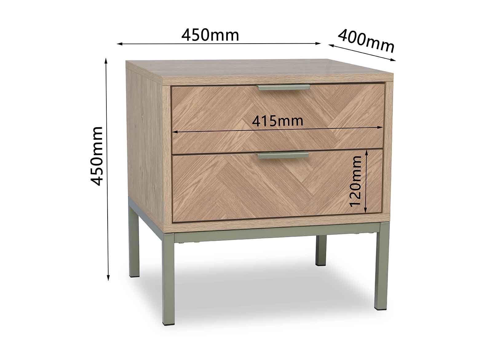 BELL 2 DRAWER BEDSIDE NATURAL/GOLD