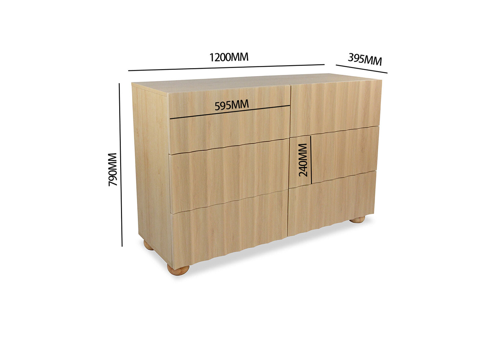 POWERS 6 DRAWER DRESSER NATURAL