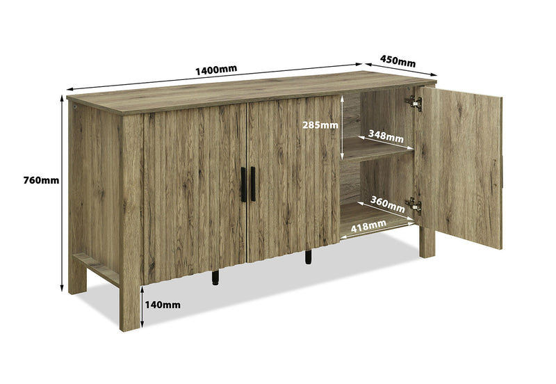 RODGERS 3 DOOR BUFFET NATURAL OAK