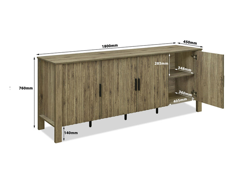 RODGERS 4 DOOR BUFFET NATURAL OAK