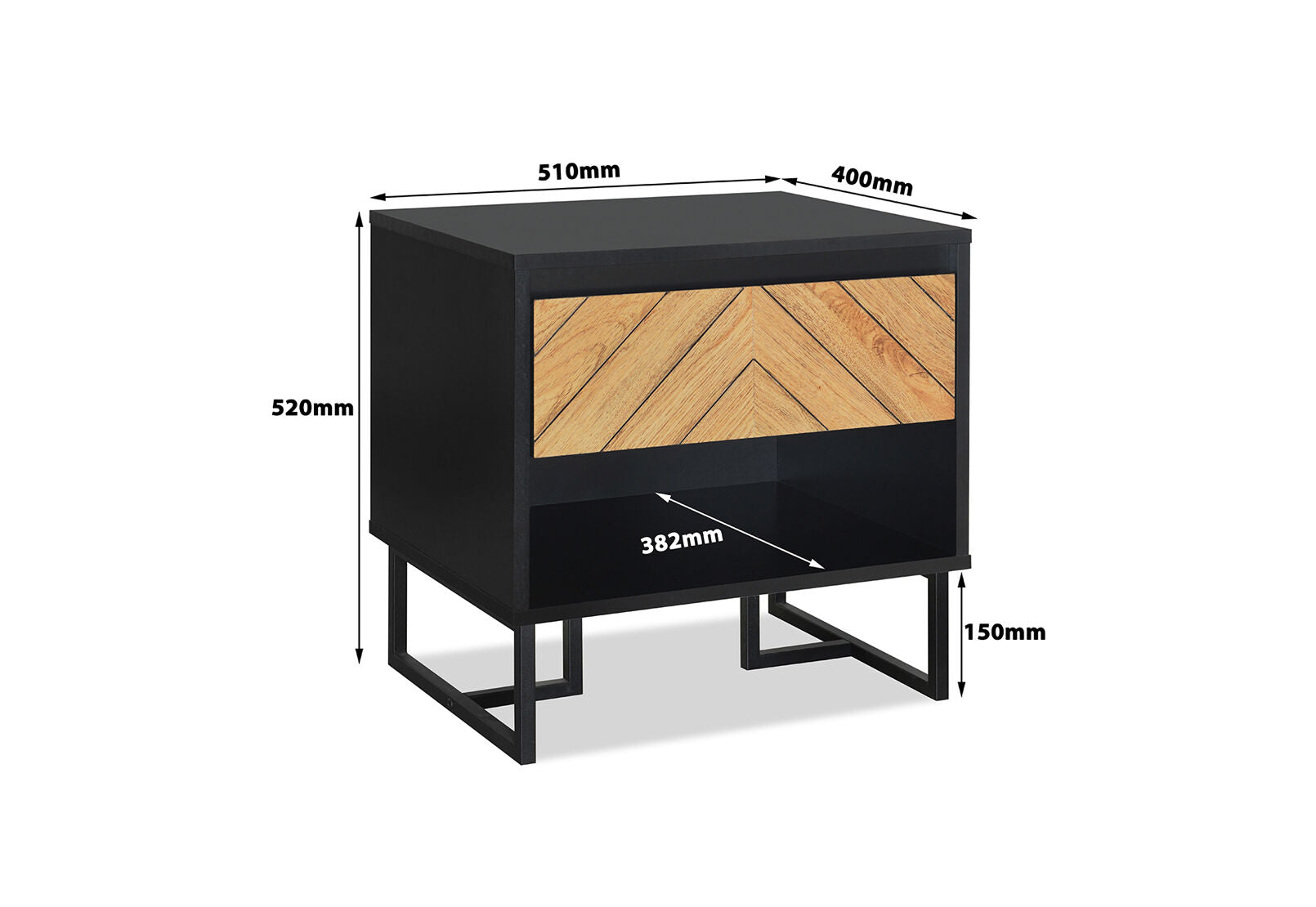 RUSH BEDSIDE BLACK/OAK