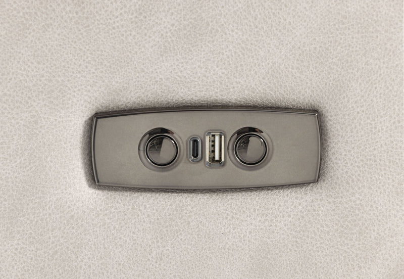 NADAL FABRIC 2 SEATER SOFA WITH ELECTRIC RECLINERS AND CONSOLE LIGHT GREY