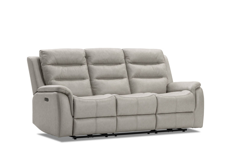 NADAL FABRIC 3 SEATER SOFA WITH 2 ELECTRIC RECLINERS LIGHT GREY