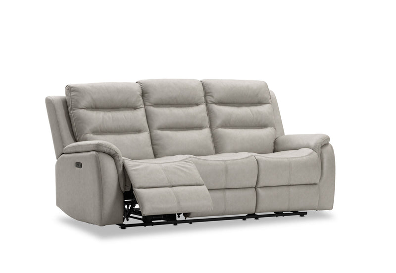 NADAL FABRIC 3 SEATER SOFA WITH 2 ELECTRIC RECLINERS LIGHT GREY