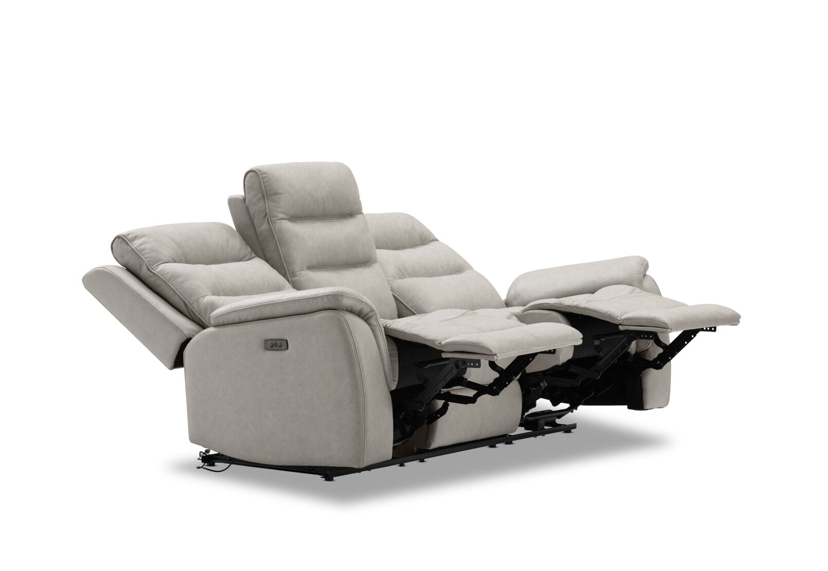 NADAL FABRIC 3 SEATER SOFA WITH 2 ELECTRIC RECLINERS LIGHT GREY