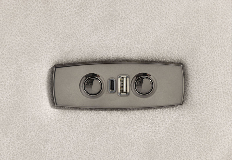 NADAL FABRIC 3 SEATER SOFA WITH 2 ELECTRIC RECLINERS LIGHT GREY