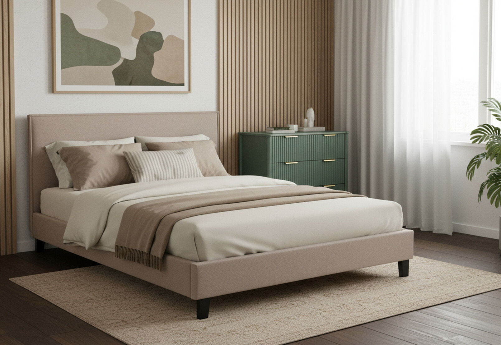 ADLEY QUEEN BED BEIGE