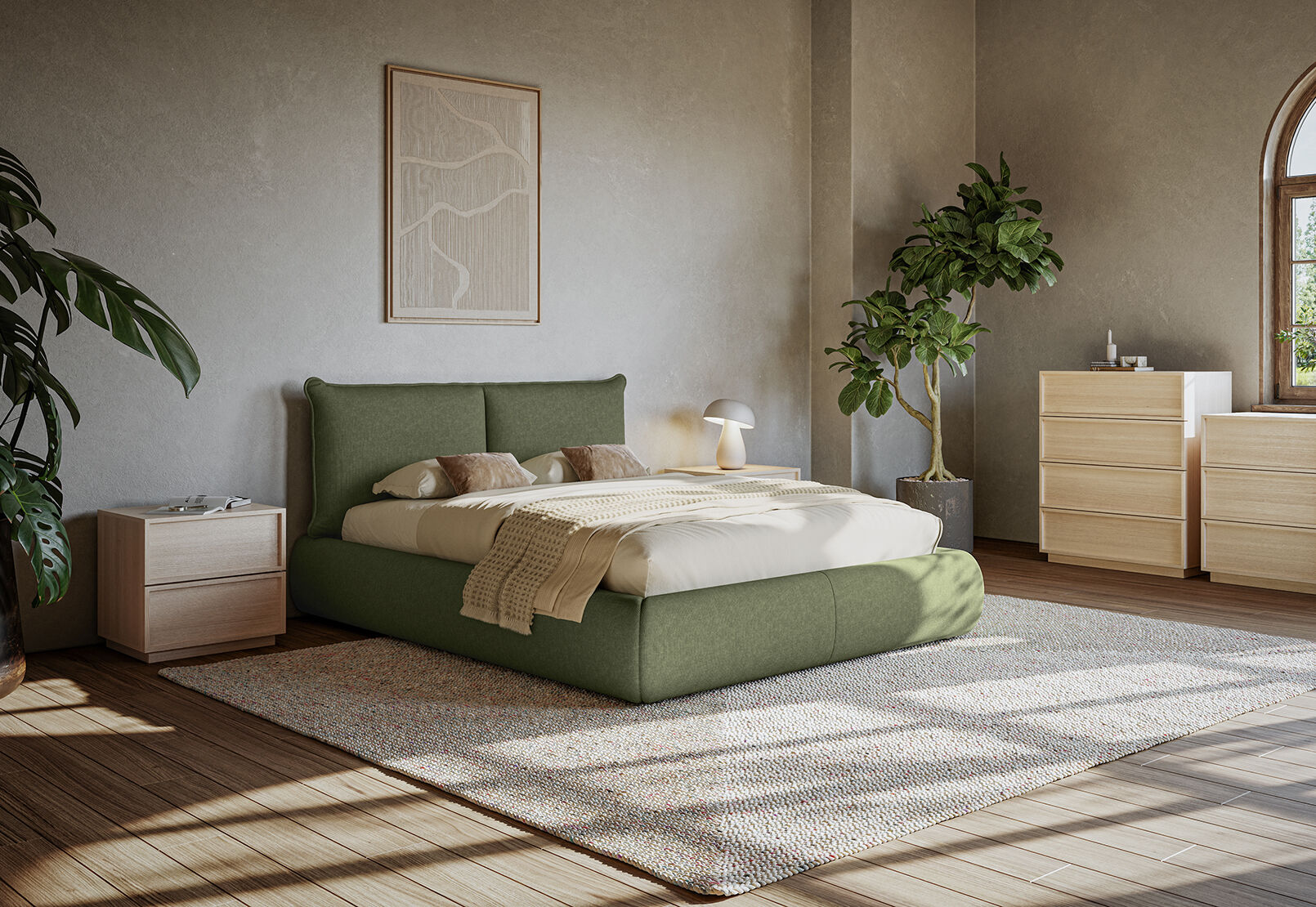 SAIGE QUEEN BED OLIVE GREEN