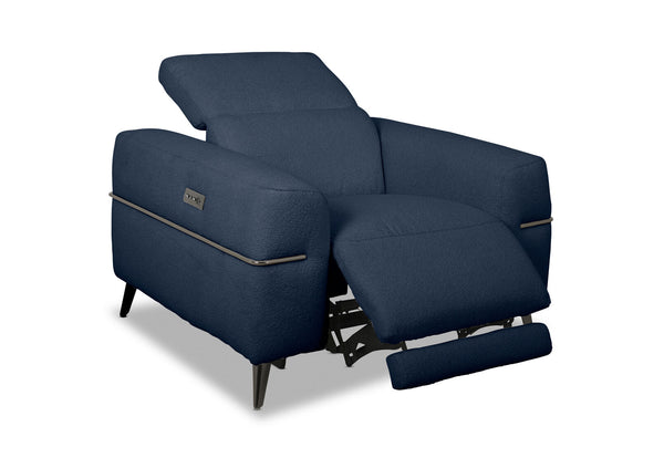 SERAFINI FABRIC ELECTRIC RECLINER DARK INDIGO
