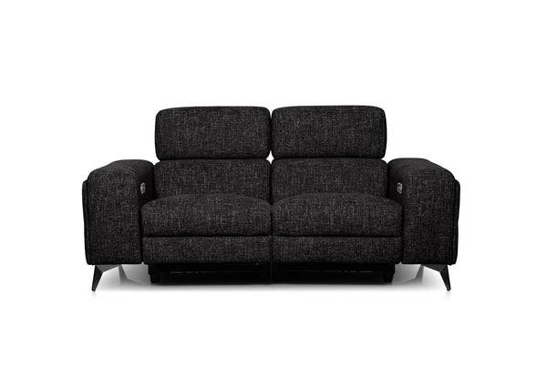 SINATRA FABRIC 2 SEATER WITH INBUILT ELECTRIC RECLINERS BLACK MICA