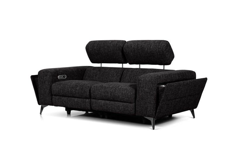 SINATRA FABRIC 2 SEATER WITH INBUILT ELECTRIC RECLINERS BLACK MICA