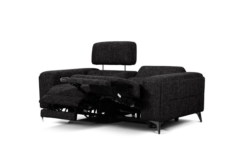 SINATRA FABRIC 2 SEATER WITH INBUILT ELECTRIC RECLINERS BLACK MICA