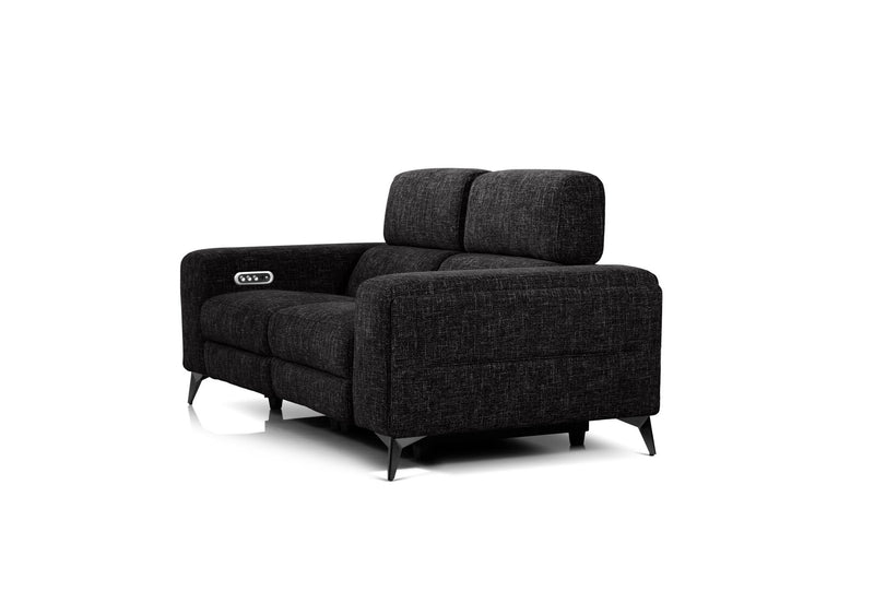 SINATRA FABRIC 2 SEATER WITH INBUILT ELECTRIC RECLINERS BLACK MICA