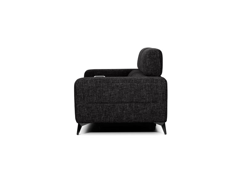 SINATRA FABRIC 2 SEATER WITH INBUILT ELECTRIC RECLINERS BLACK MICA