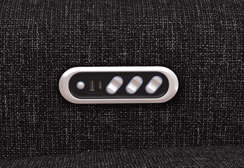 SINATRA FABRIC 2 SEATER WITH INBUILT ELECTRIC RECLINERS BLACK MICA