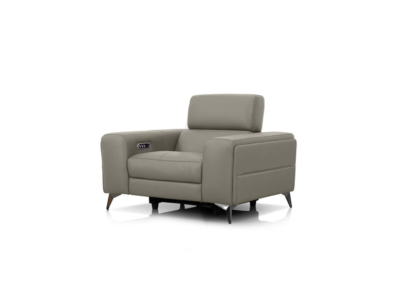 SINATRA LEATHER ELECTRIC RECLINER LIGHT GREY