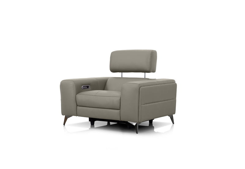 SINATRA LEATHER ELECTRIC RECLINER LIGHT GREY