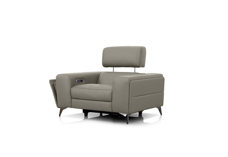 SINATRA LEATHER ELECTRIC RECLINER LIGHT GREY