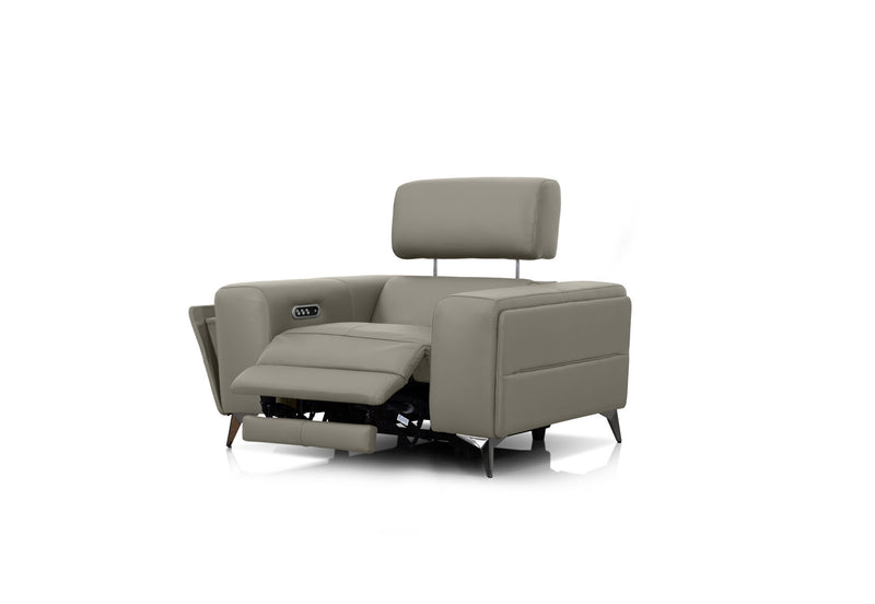 SINATRA LEATHER ELECTRIC RECLINER LIGHT GREY