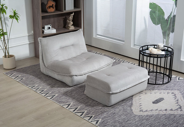 BENITEZ ACCENT CHAIR AND OTTOMAN LIGHT GREY