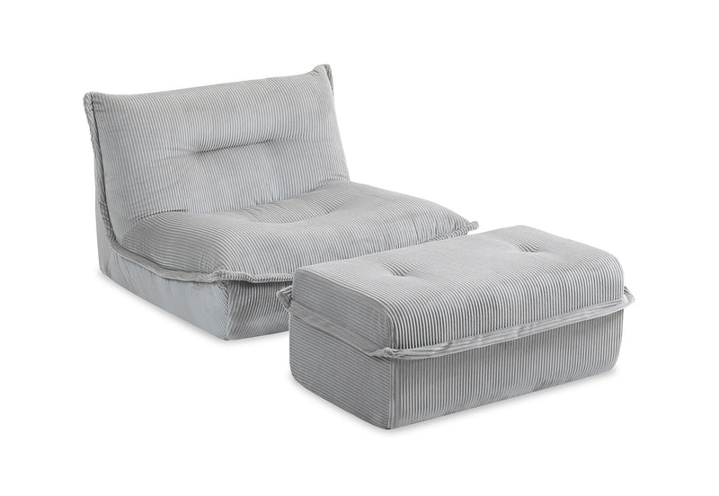 BENITEZ ACCENT CHAIR AND OTTOMAN LIGHT GREY