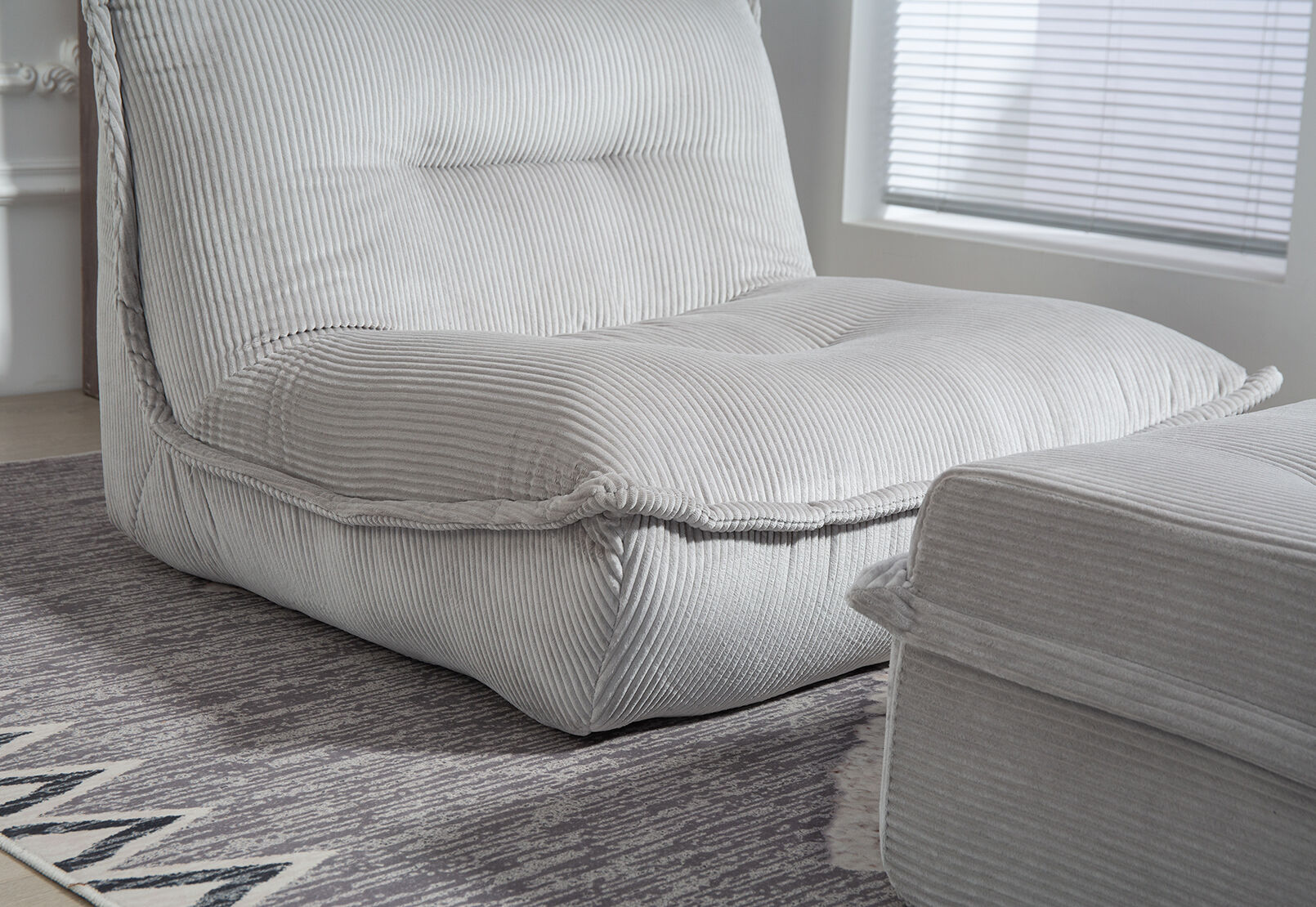 BENITEZ ACCENT CHAIR AND OTTOMAN LIGHT GREY
