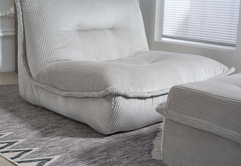 BENITEZ ACCENT CHAIR AND OTTOMAN LIGHT GREY