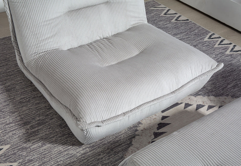 BENITEZ ACCENT CHAIR AND OTTOMAN LIGHT GREY